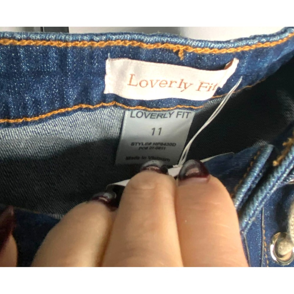 Loverly Fit jeans women's size 11 dark wash Fringe front‎ tie straight High Rise - Picture 4 of 7